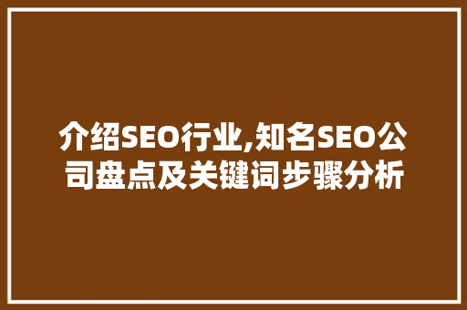 介绍SEO行业,知名SEO公司盘点及关键词步骤分析