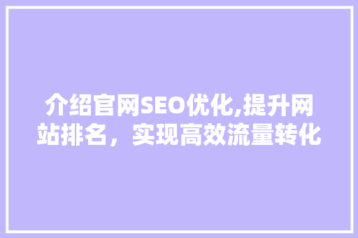 介绍官网SEO优化,提升网站排名，实现高效流量转化