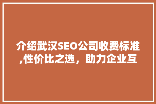 介绍武汉SEO公司收费标准,性价比之选，助力企业互联网营销