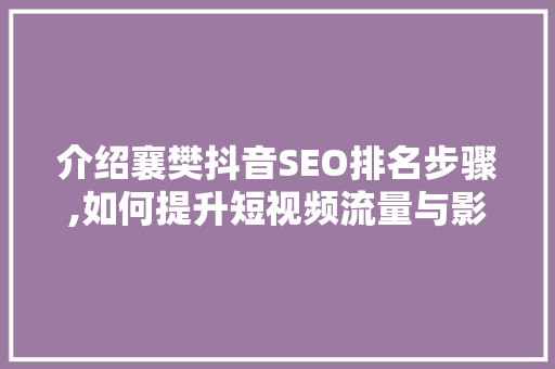 介绍襄樊抖音SEO排名步骤,如何提升短视频流量与影响力