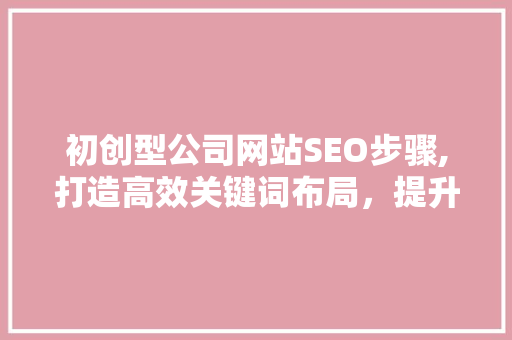 初创型公司网站SEO步骤,打造高效关键词布局，提升搜索引擎排名