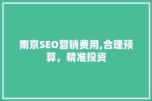 南京SEO营销费用,合理预算，精准投资