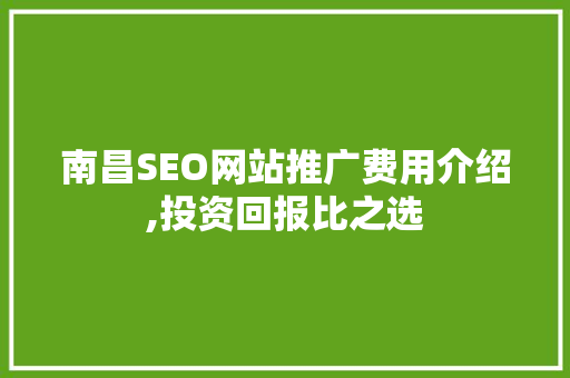 南昌SEO网站推广费用介绍,投资回报比之选