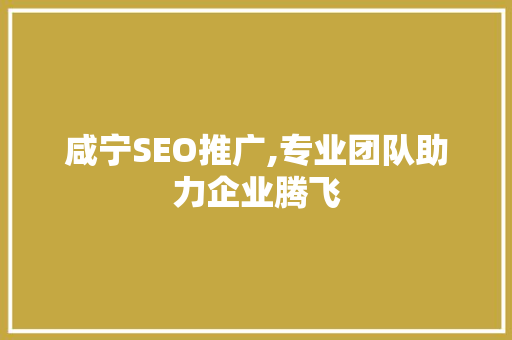 咸宁SEO推广,专业团队助力企业腾飞