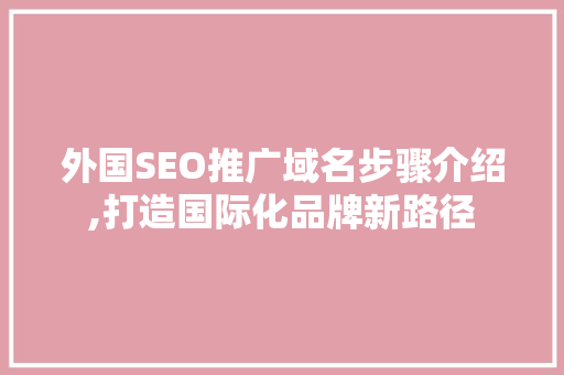 外国SEO推广域名步骤介绍,打造国际化品牌新路径