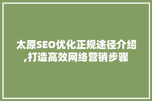太原SEO优化正规途径介绍,打造高效网络营销步骤