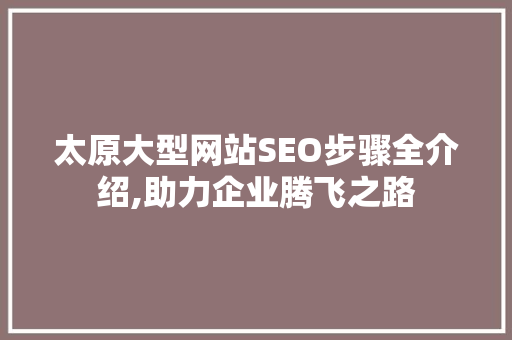 太原大型网站SEO步骤全介绍,助力企业腾飞之路