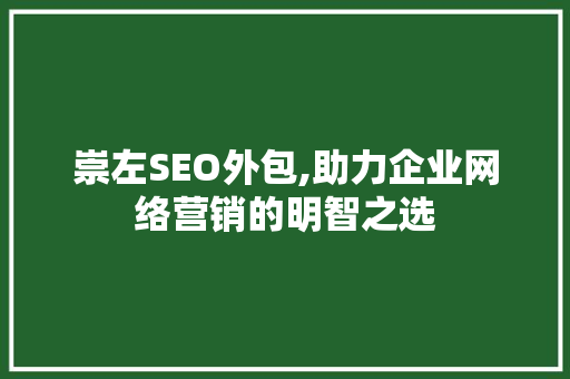 崇左SEO外包,助力企业网络营销的明智之选