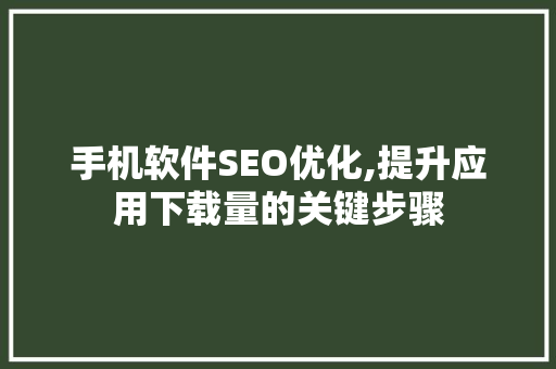 手机软件SEO优化,提升应用下载量的关键步骤