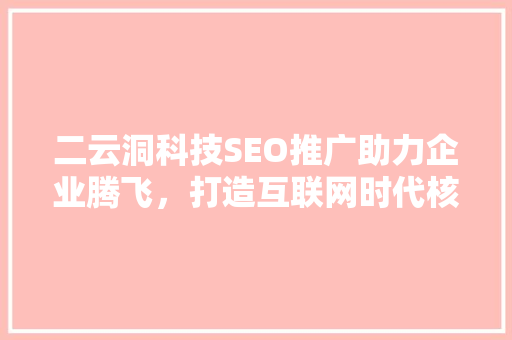 二云洞科技SEO推广助力企业腾飞，打造互联网时代核心竞争力
