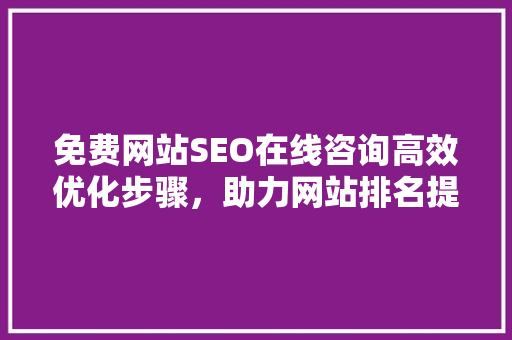 免费网站SEO在线咨询高效优化步骤，助力网站排名提升