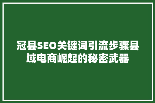 冠县SEO关键词引流步骤县域电商崛起的秘密武器