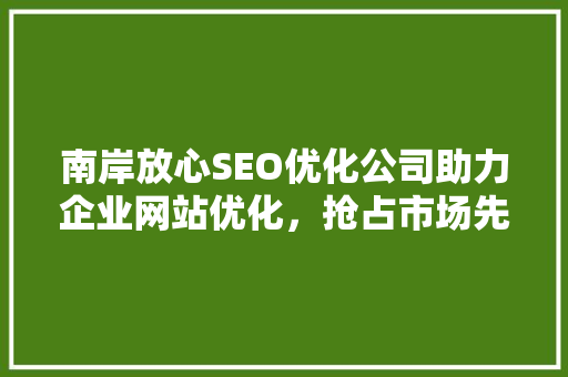 南岸放心SEO优化公司助力企业网站优化，抢占市场先机