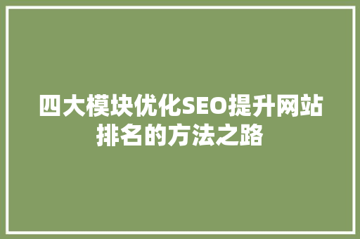 四大模块优化SEO提升网站排名的方法之路