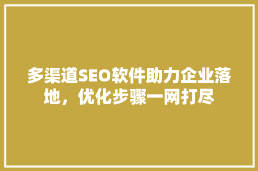 多渠道SEO软件助力企业落地，优化步骤一网打尽