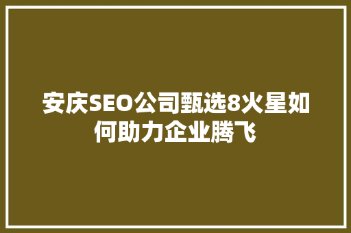 安庆SEO公司甄选8火星如何助力企业腾飞