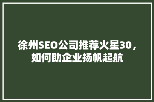 徐州SEO公司推荐火星30，如何助企业扬帆起航
