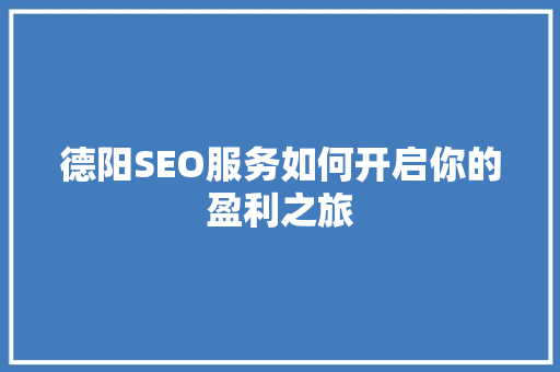 德阳SEO服务如何开启你的盈利之旅