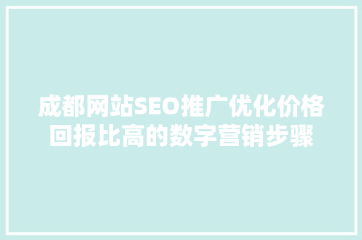 成都网站SEO推广优化价格回报比高的数字营销步骤