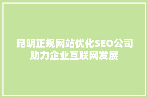 昆明正规网站优化SEO公司助力企业互联网发展