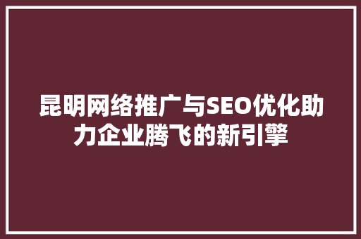 昆明网络推广与SEO优化助力企业腾飞的新引擎