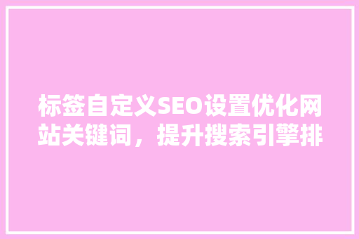 标签自定义SEO设置优化网站关键词，提升搜索引擎排名