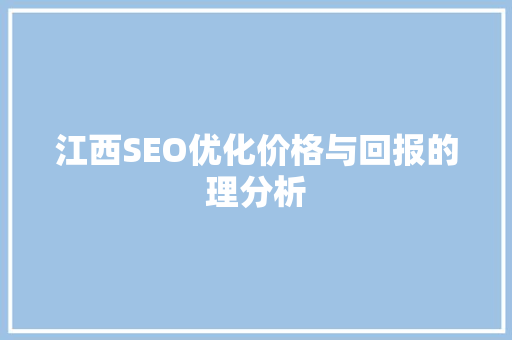 江西SEO优化价格与回报的理分析