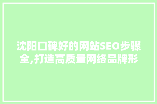 沈阳口碑好的网站SEO步骤全,打造高质量网络品牌形象