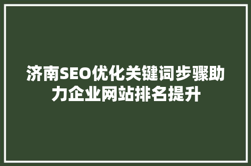 济南SEO优化关键词步骤助力企业网站排名提升