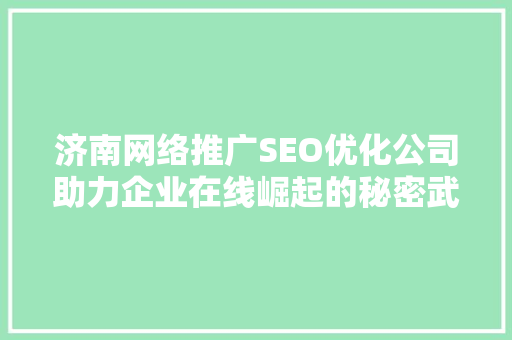 济南网络推广SEO优化公司助力企业在线崛起的秘密武器