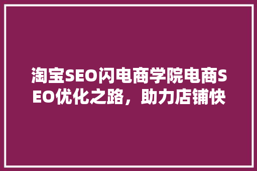 淘宝SEO闪电商学院电商SEO优化之路，助力店铺快速崛起