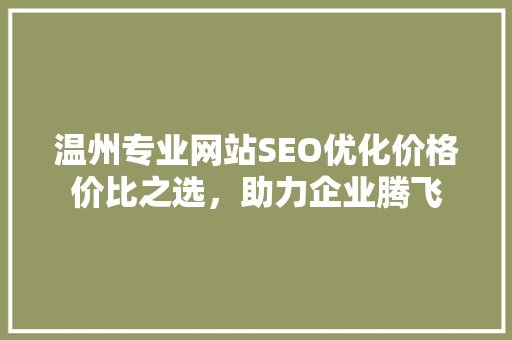 温州专业网站SEO优化价格价比之选，助力企业腾飞