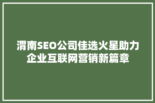 渭南SEO公司佳选火星助力企业互联网营销新篇章