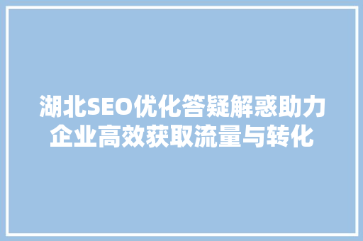 湖北SEO优化答疑解惑助力企业高效获取流量与转化