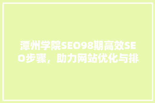 潭州学院SEO98期高效SEO步骤，助力网站优化与排名提升
