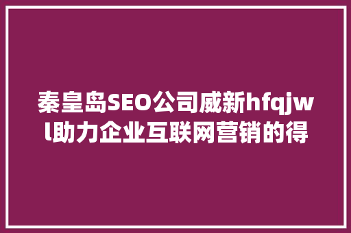 秦皇岛SEO公司威新hfqjwl助力企业互联网营销的得力助手
