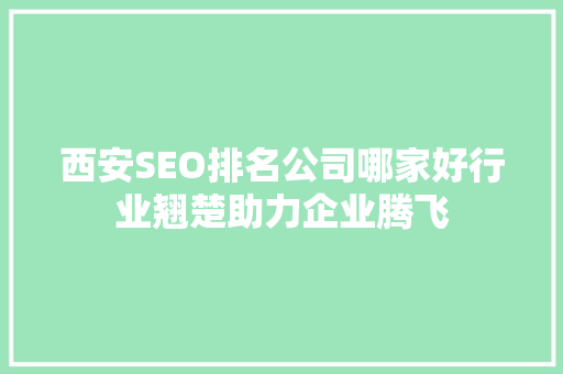 西安SEO排名公司哪家好行业翘楚助力企业腾飞