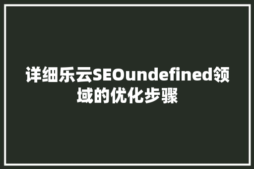 详细乐云SEOundefined领域的优化步骤