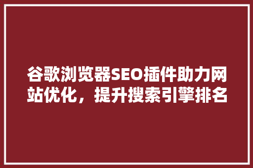 谷歌浏览器SEO插件助力网站优化，提升搜索引擎排名