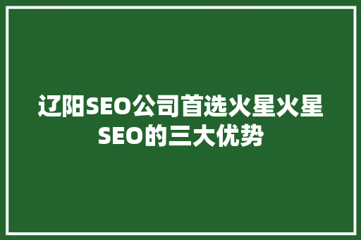 辽阳SEO公司首选火星火星SEO的三大优势
