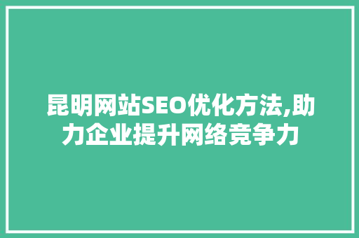 昆明网站SEO优化方法,助力企业提升网络竞争力