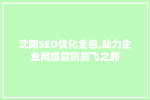 沈阳SEO优化全包,助力企业网络营销腾飞之路