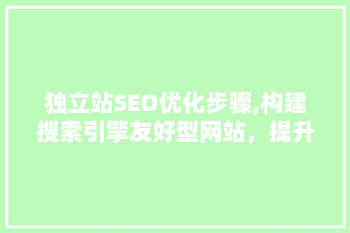 独立站SEO优化步骤,构建搜索引擎友好型网站，提升流量与转化