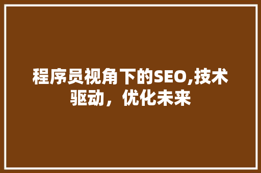 程序员视角下的SEO,技术驱动，优化未来
