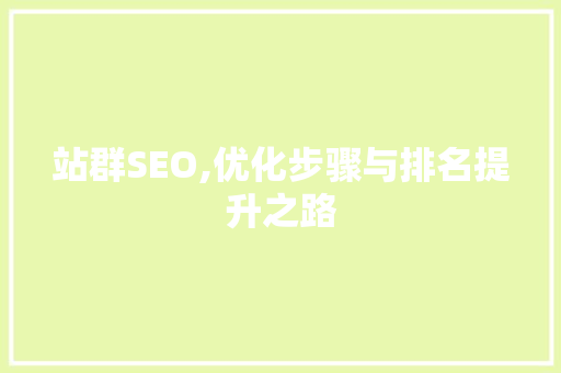 站群SEO,优化步骤与排名提升之路
