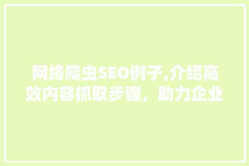 网络爬虫SEO例子,介绍高效内容抓取步骤，助力企业网站优化
