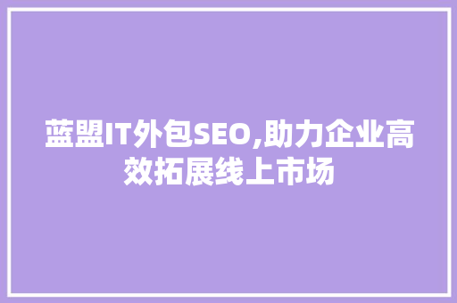 蓝盟IT外包SEO,助力企业高效拓展线上市场