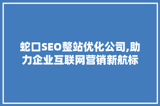 蛇口SEO整站优化公司,助力企业互联网营销新航标