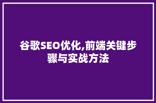 谷歌SEO优化,前端关键步骤与实战方法