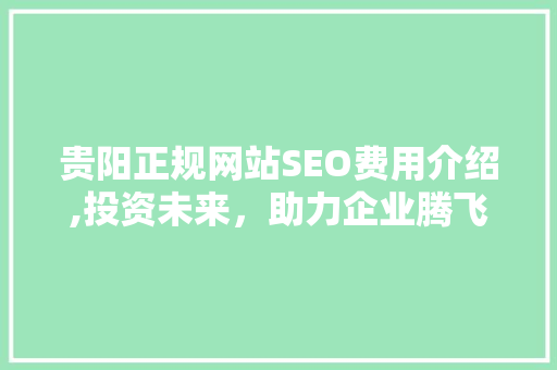 贵阳正规网站SEO费用介绍,投资未来，助力企业腾飞